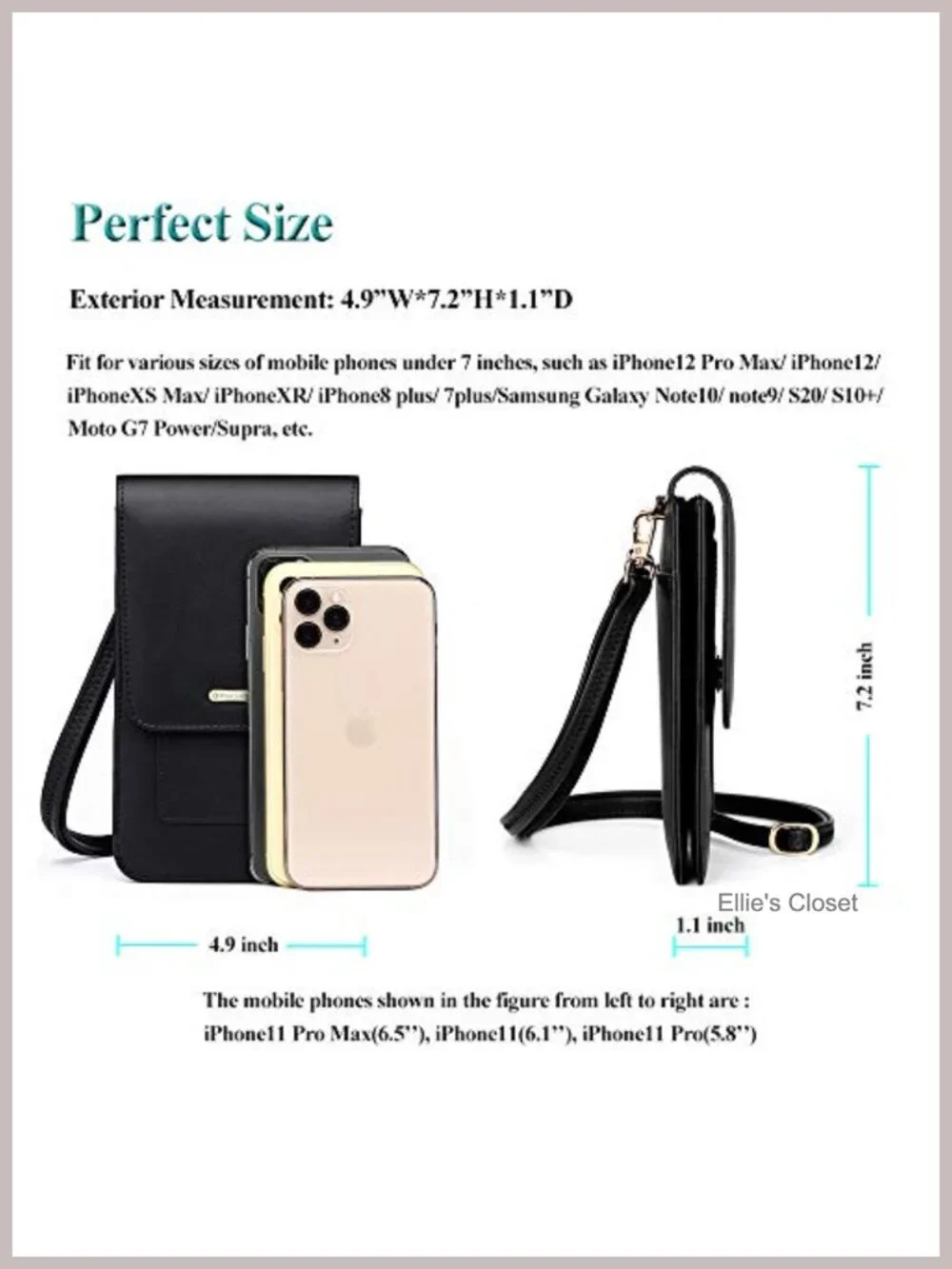 Vegan Leather Small Crossbody Bag with RFID Blocking Card Slots for Women,